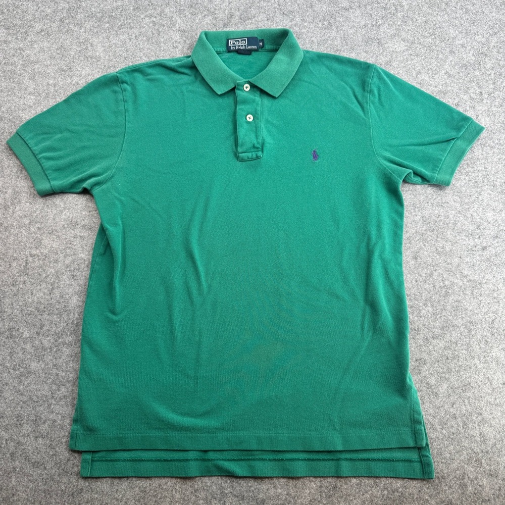 Polo Ralph Lauren Mens Green Pique Cotton Short Sleeve Polo Shirt Size M